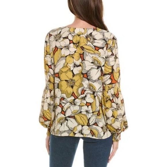 CABI 3954 Sequel Retro Floral Long Sleeve V Neck Blouse Yellow Size XL - Picture 14 of 14